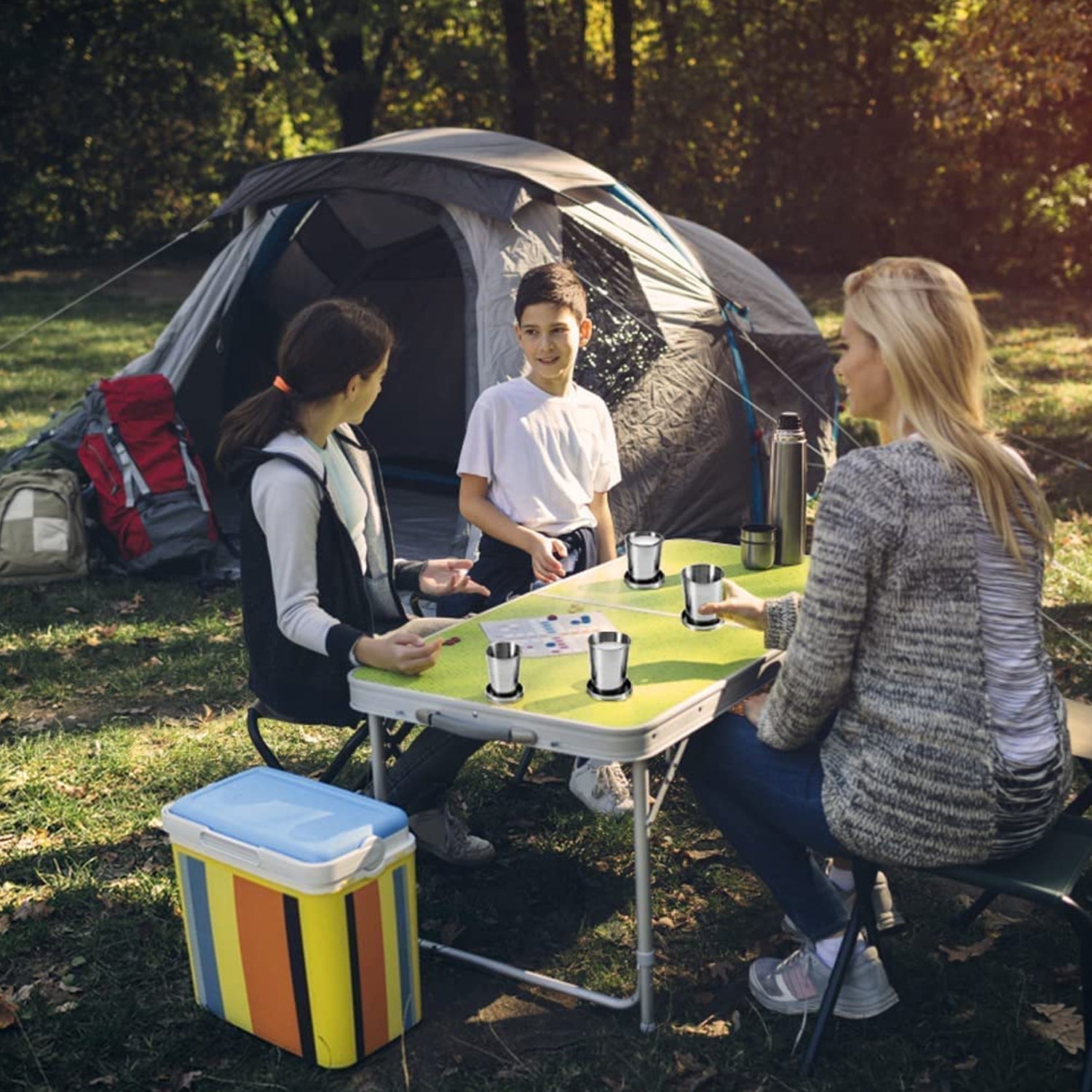 Lightweight stainless steel camping cup, hikers' choice.