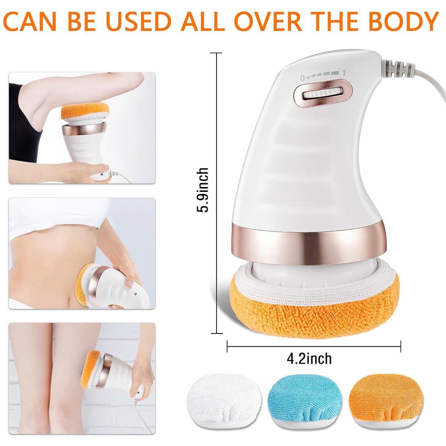 Demonstration of the full body massage device being used on the waist area.