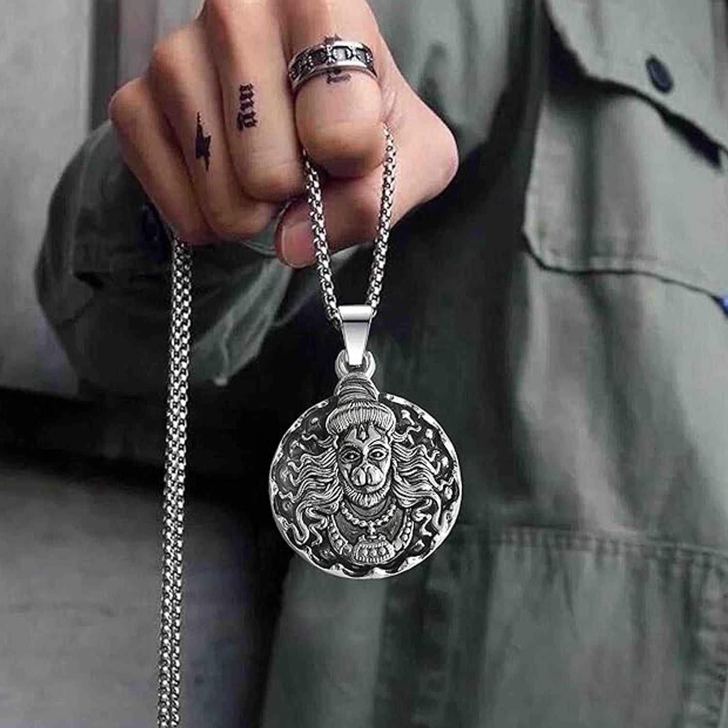 Bajrangbali pendant chain, showcasing the deity's idol.
