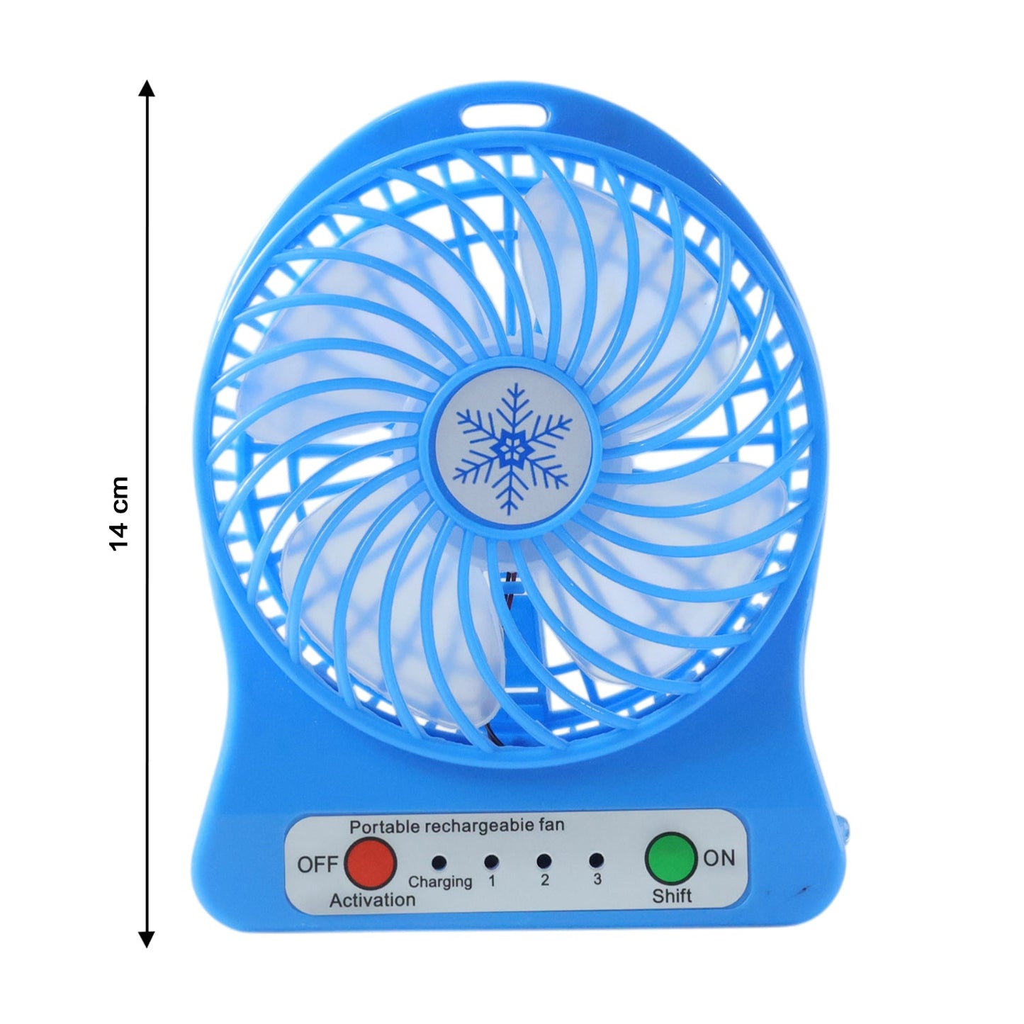 Mini table fan in use at an office desk providing cool airflow