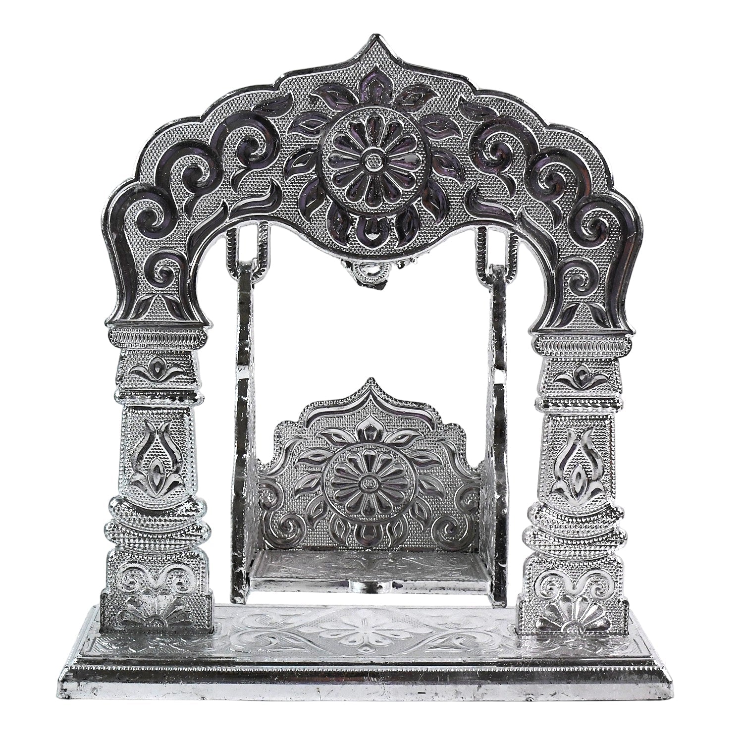 Shreeji Jhoolan silver-coated decorative swing crafted for Krishna idols