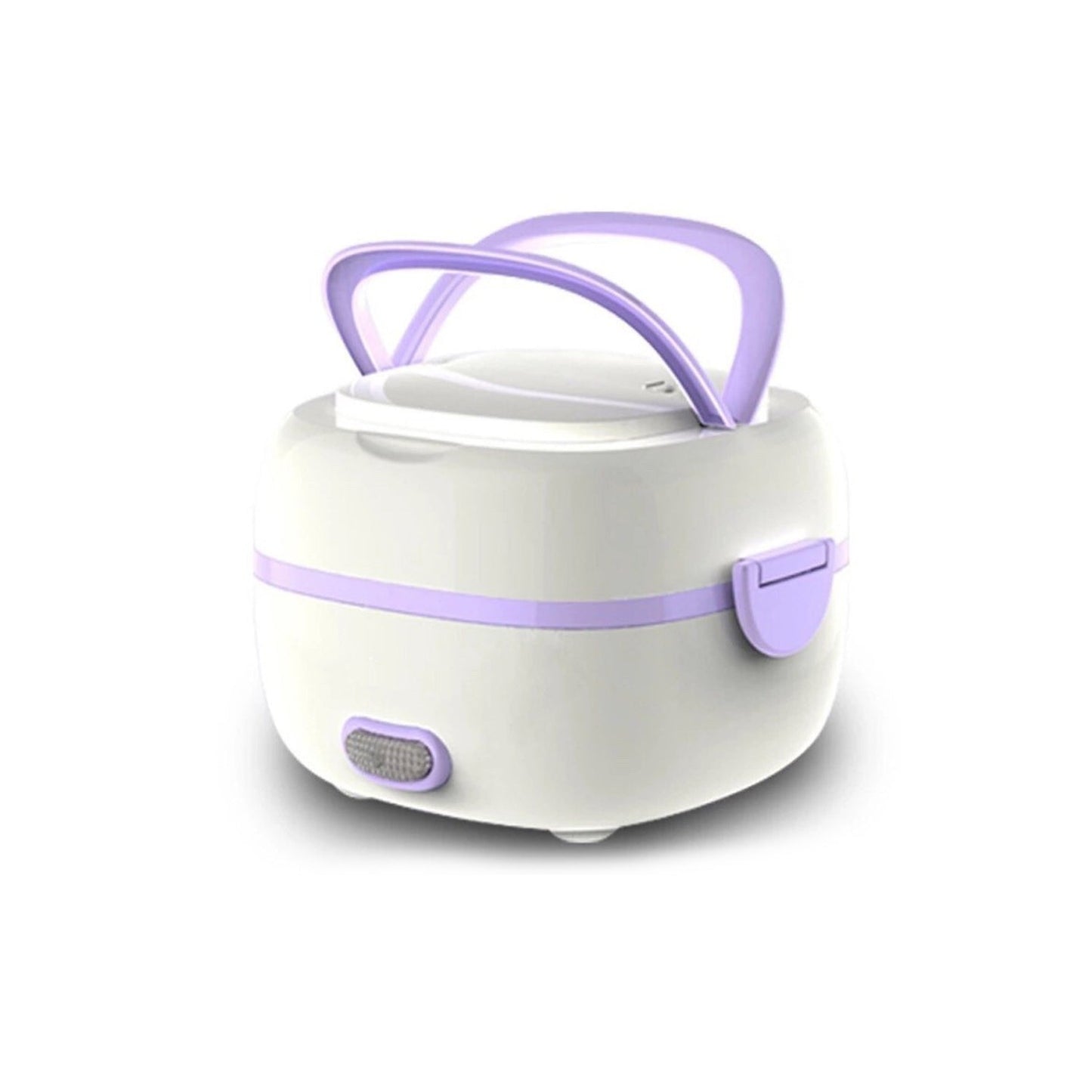 Close-up view of the separate food compartments in the Electric Lunch Box
