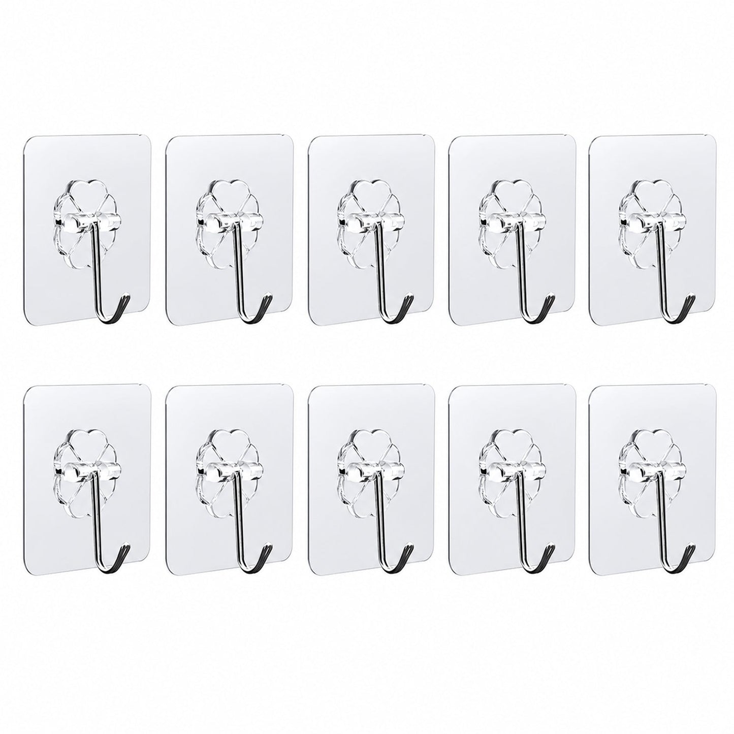 Transparent adhesive hooks set on wall
