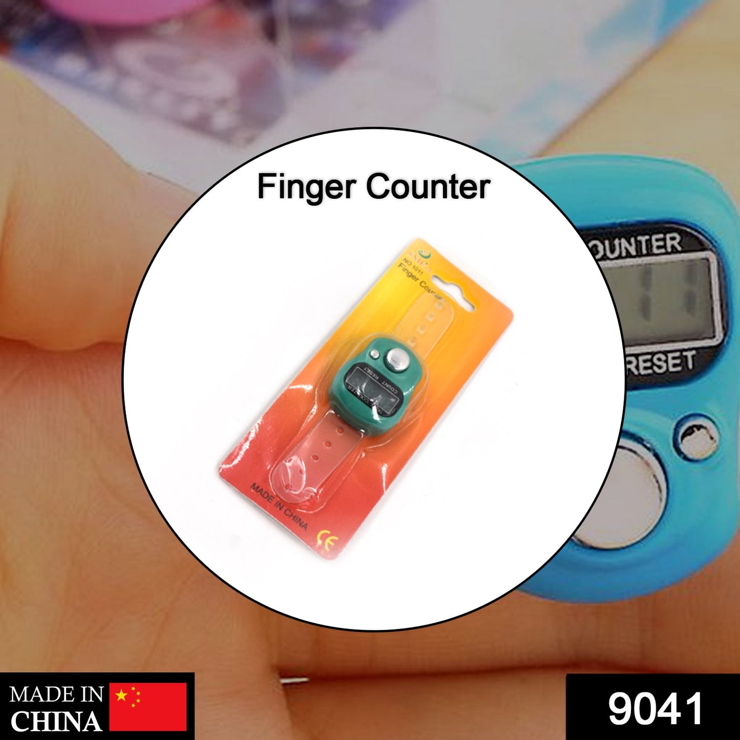 Front view of the digital finger counter with an adjustable finger strap.
