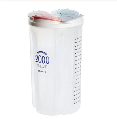 Lifestyle shot of the Organivo 4 section kitchen storage jar on a kitchen counter, ready for daily use.