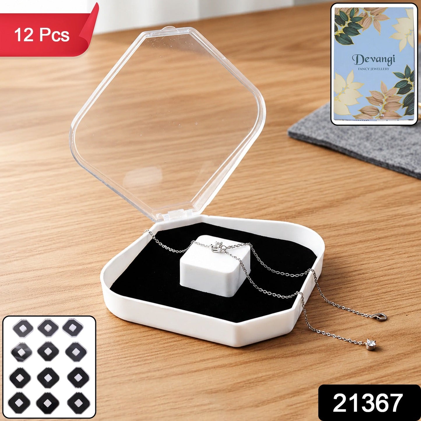 Jewellery Storage Box Set – 12 Pc Soft Cushion Display