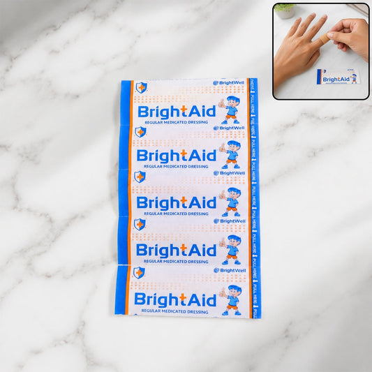 BrightAid adhesive bandages pack for minor wound protection.