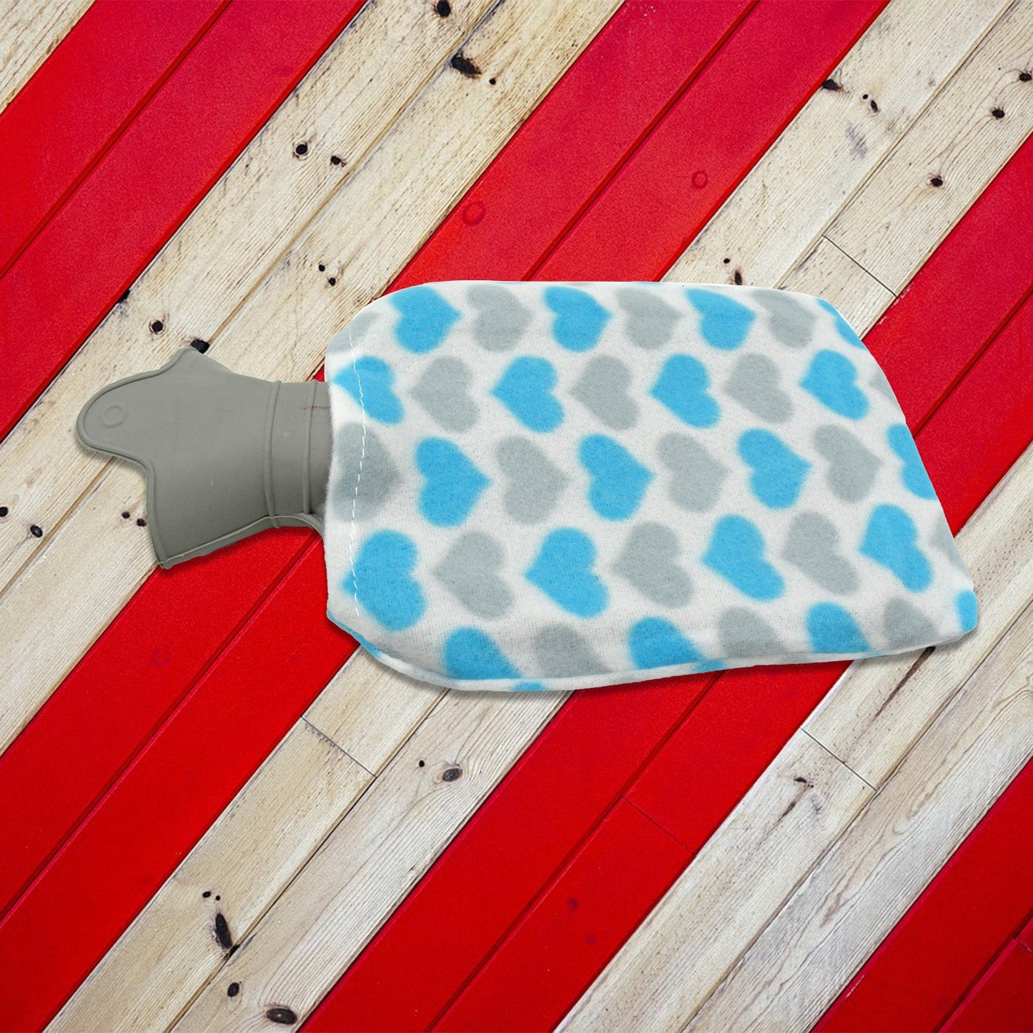 Leak-proof hot water bag with soft cover, ideal for pain relief.
