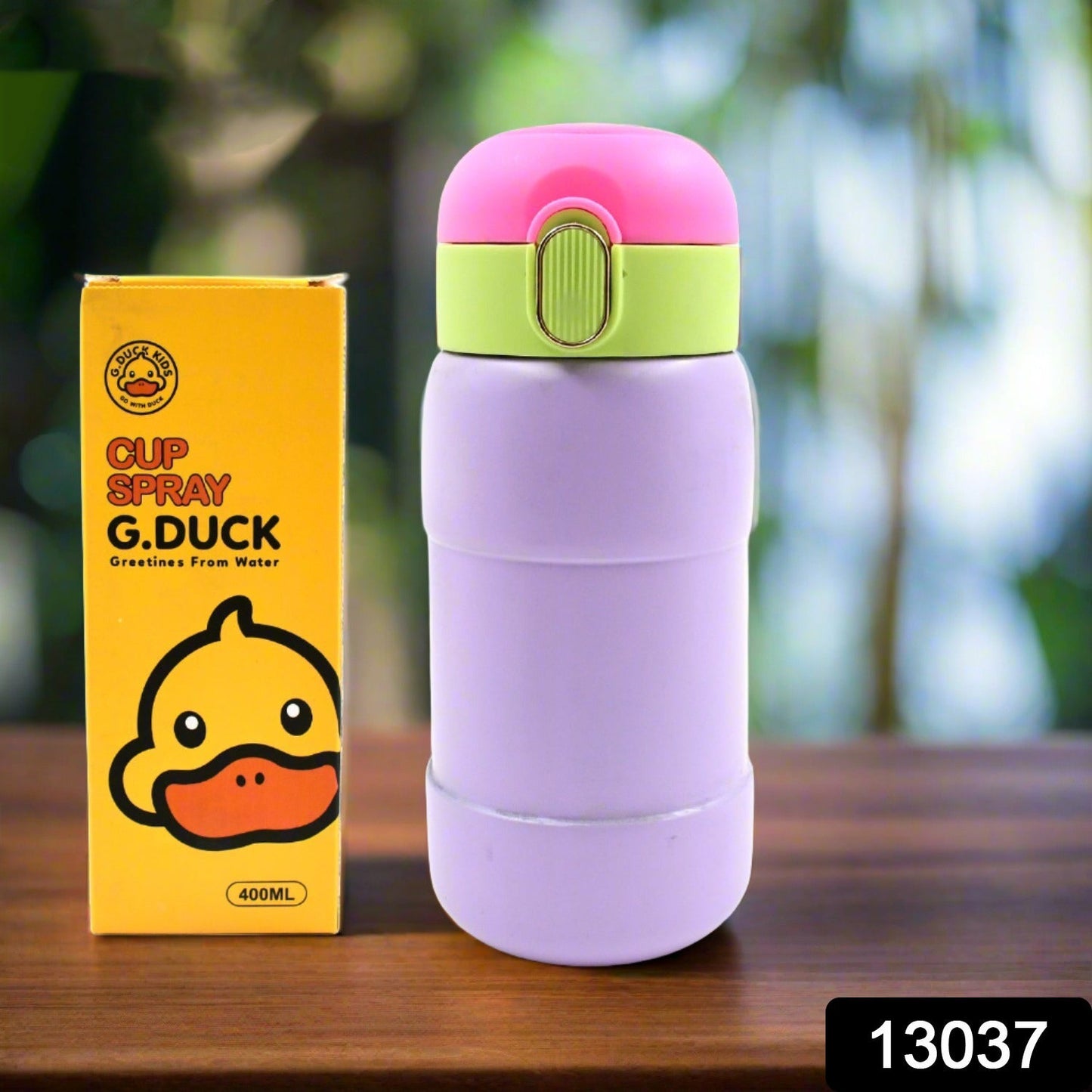 Spill-proof locking cap and push-button mechanism on the insulated water bottle.