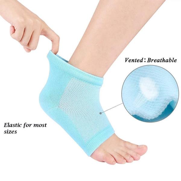 Silicone gel heel socks providing cushioning for everyday comfort.