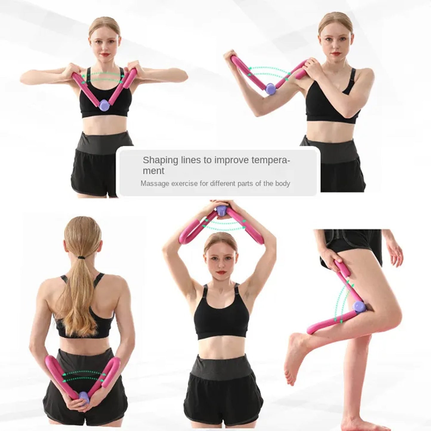 Model actively demonstrating a full-body workout with the versatile Thigh Toner.