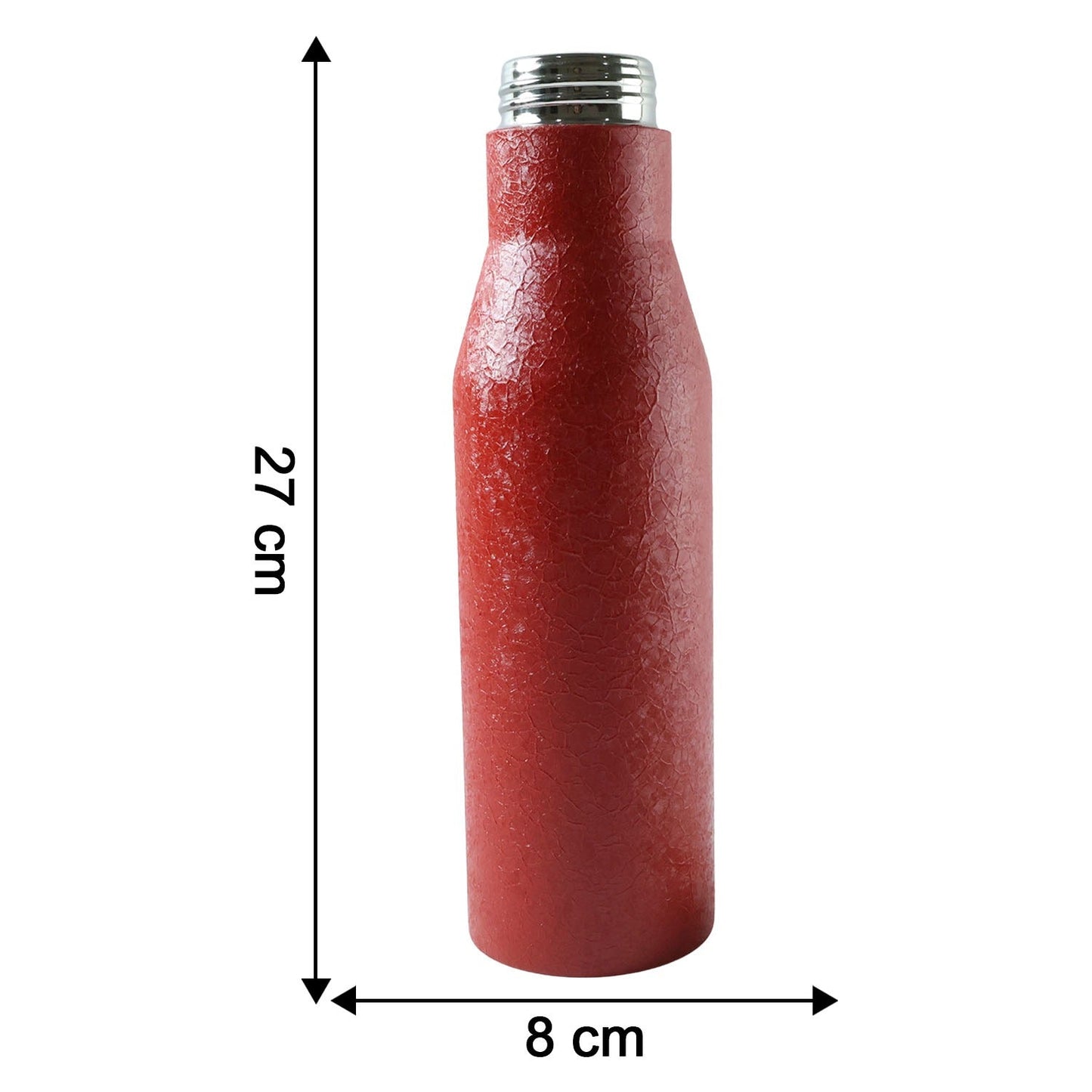 Hand holding red insulated stainless steel water bottle