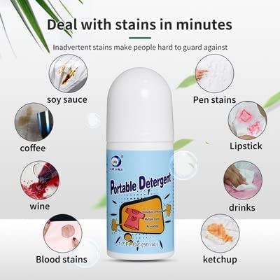 Close-up of the travel-size clothes stain remover roller bottle.