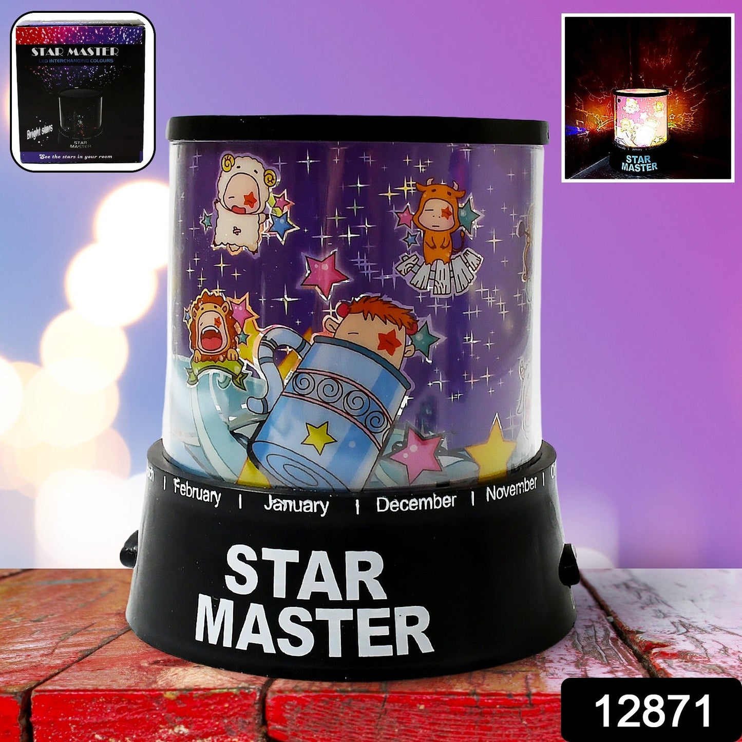 LED star projector night lamp showcasing its compact design.