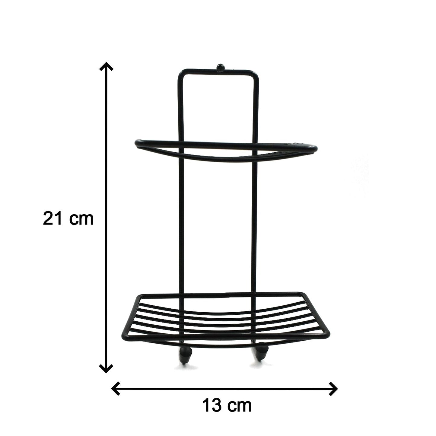 Close-up of the compact 2-layer stainless steel soap holder.