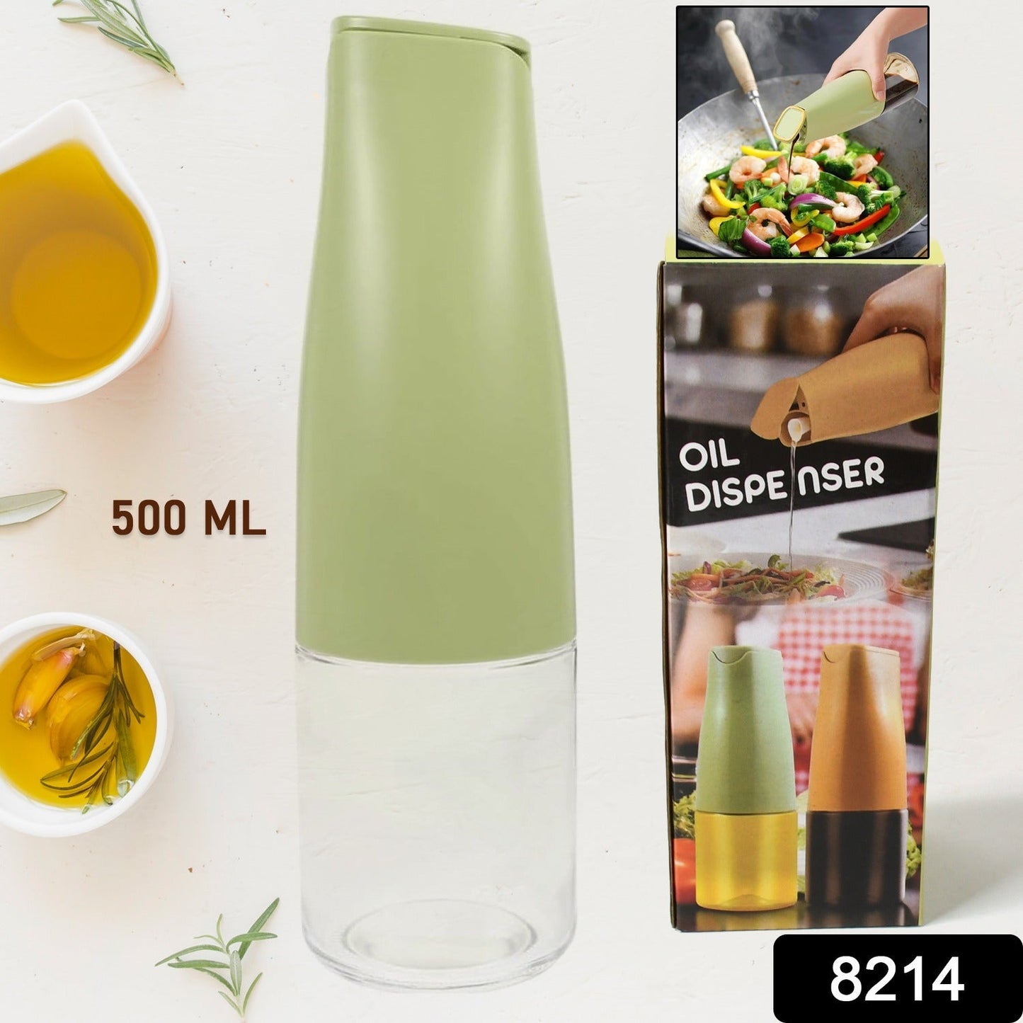 Oil Dispenser 500ml – Auto Open Lid, Non-Drip Bottle | Own Hydrate