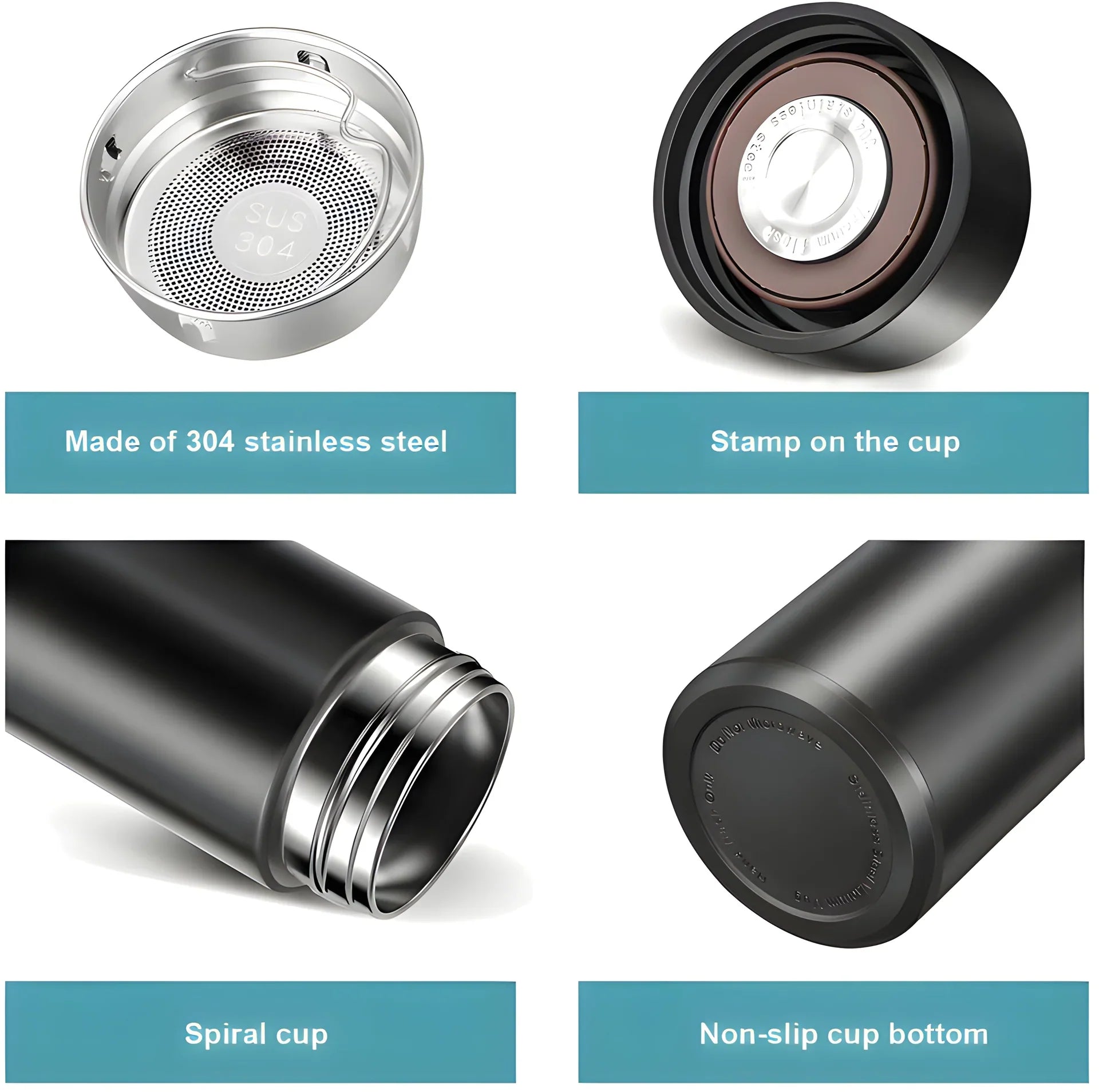 Angle view of smart vacuum insulated water bottle displaying temperature