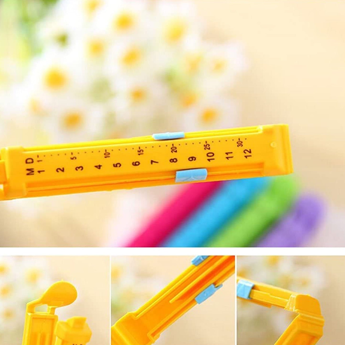 Food sealing clips neatly organised on pantry shelves, showcasing efficient kitchen storage and freshness solutions.