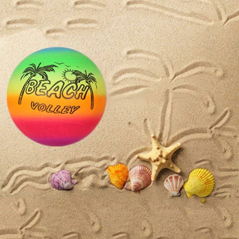Colorful rainbow inflatable Kids Beach Ball for lively outdoor games.