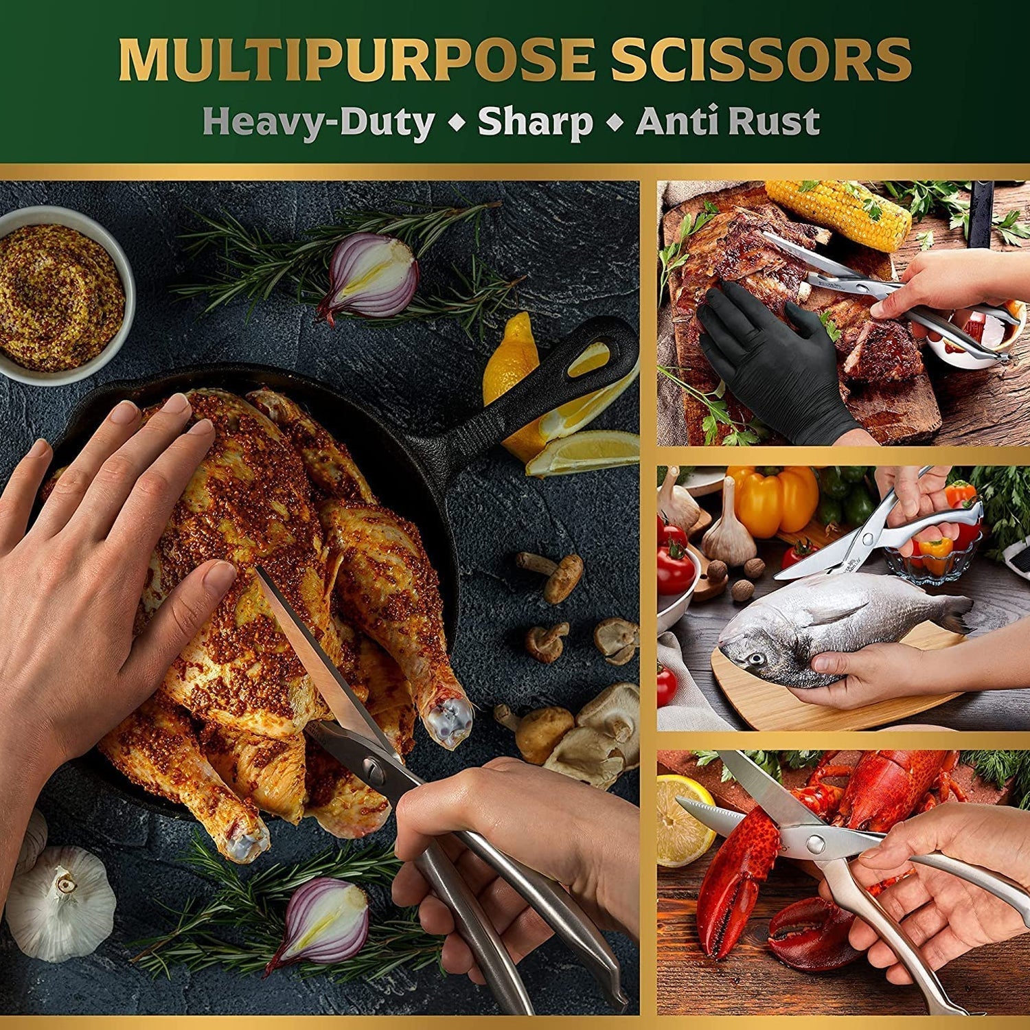Ultra-sharp poultry shears making meal prep quick and efficient.