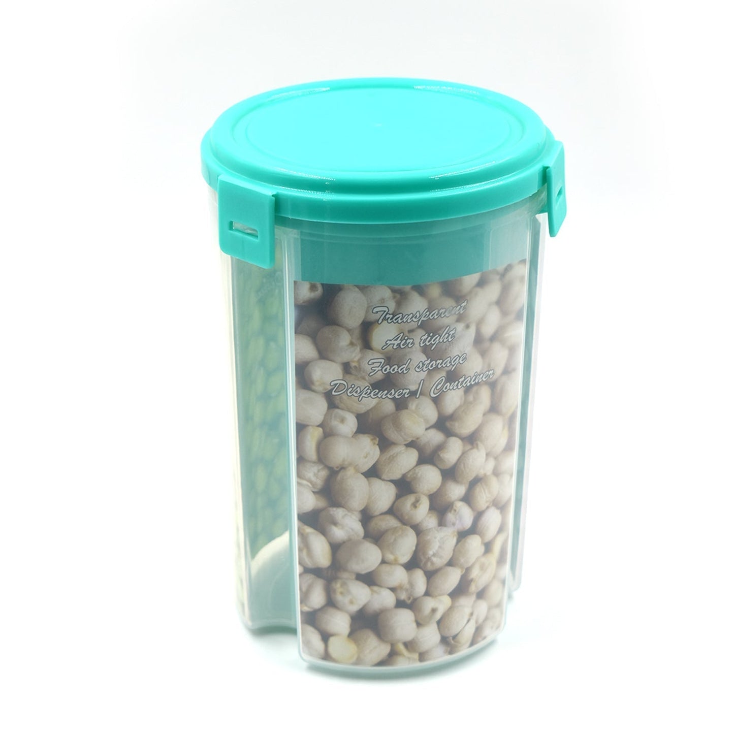 Complete set of the clear, 3-in-1 airtight storage container with its attractive color box.