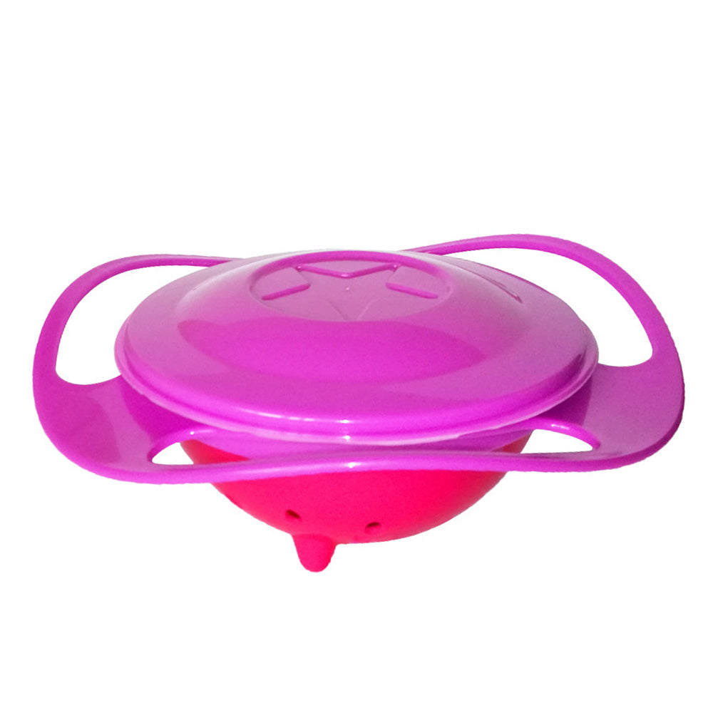 Overhead shot of the 360-degree rotating gyro bowl, highlighting its anti-spill mechanism.