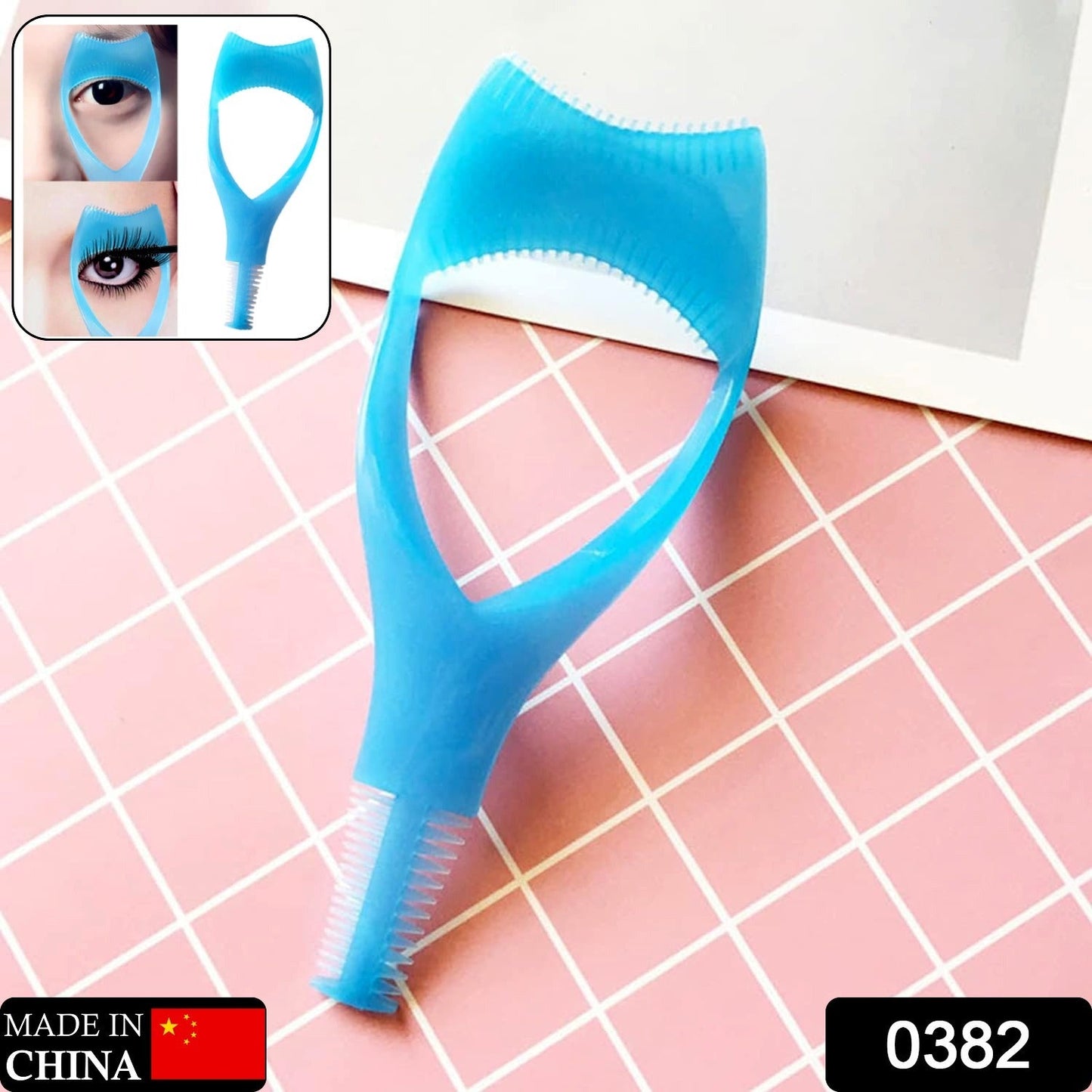 Mascara guard of the Eyelash Tool protecting skin during makeup application.