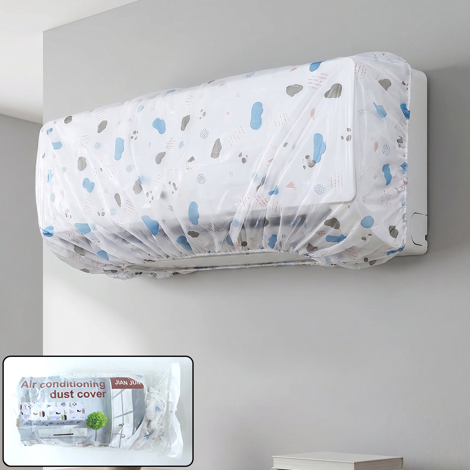 AC Dust Cover, Waterproof Folding Split AC Protector | Velvet Wheels front view for fresh air comfort