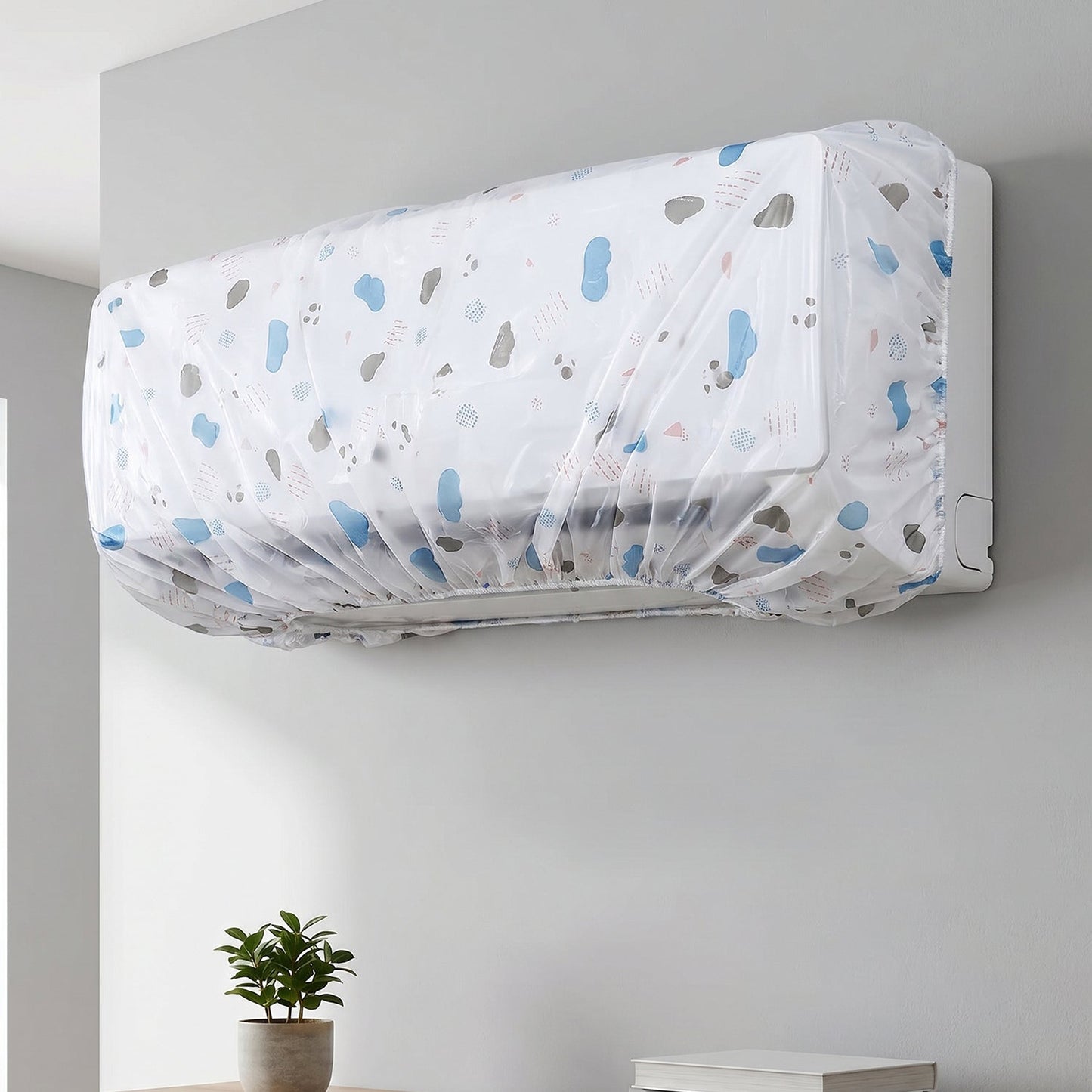 AC Dust Cover, Waterproof Folding Split AC Protector | Velvet Wheels in-use view for fresh air comfort air conditioner cover