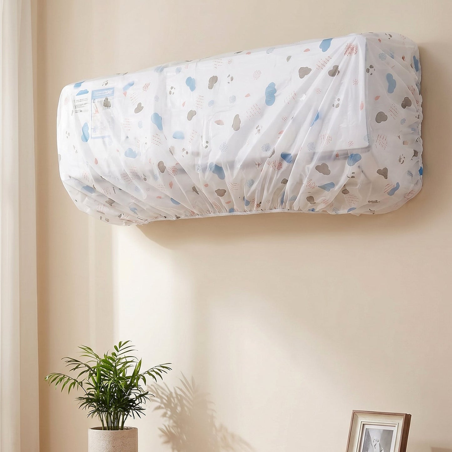 AC Dust Cover, Waterproof Folding Split AC Protector | Velvet Wheels close-up detail for fresh air comfort air conditioner