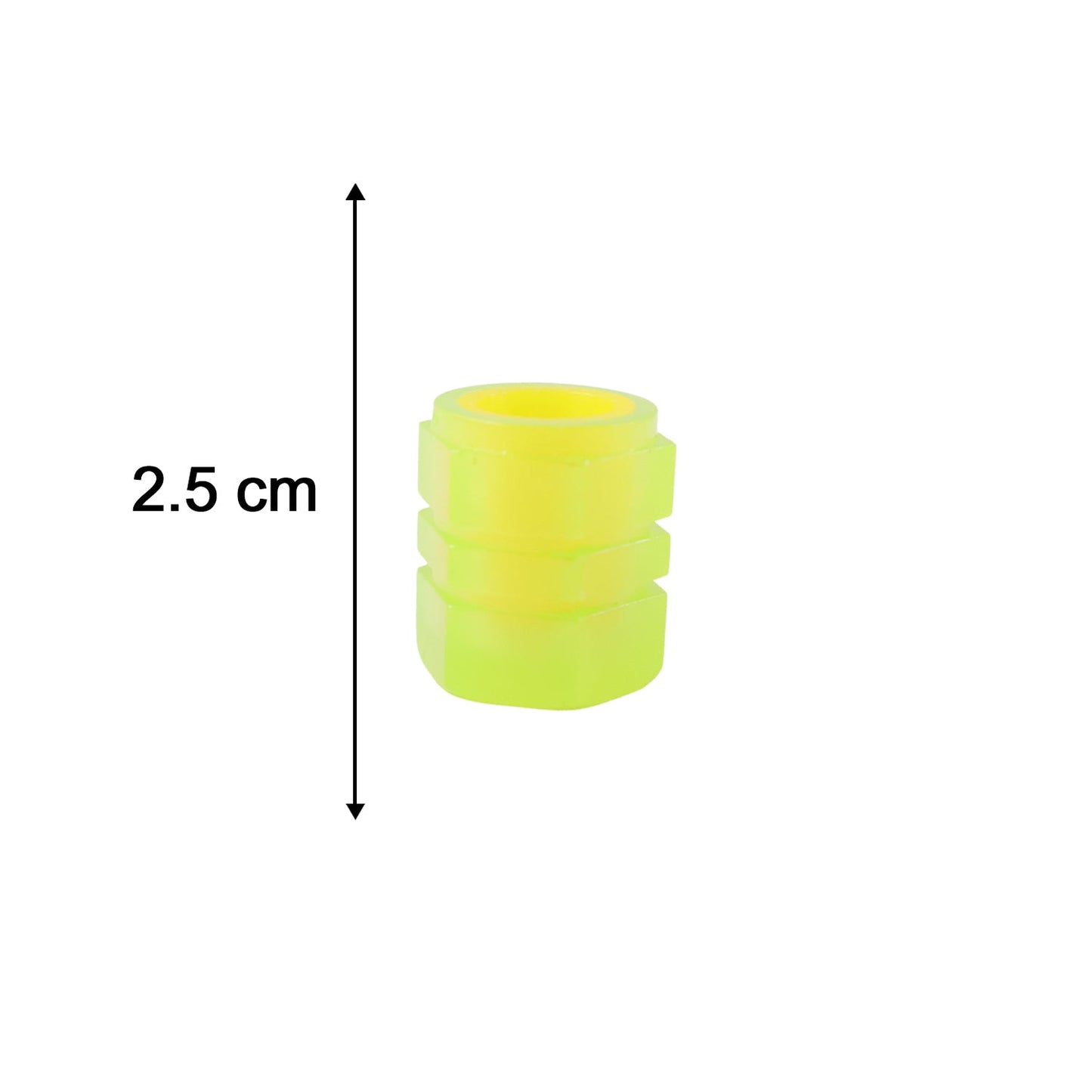 Diagram illustrating the compact dimensions of the Luminous Tyre Valve Caps.