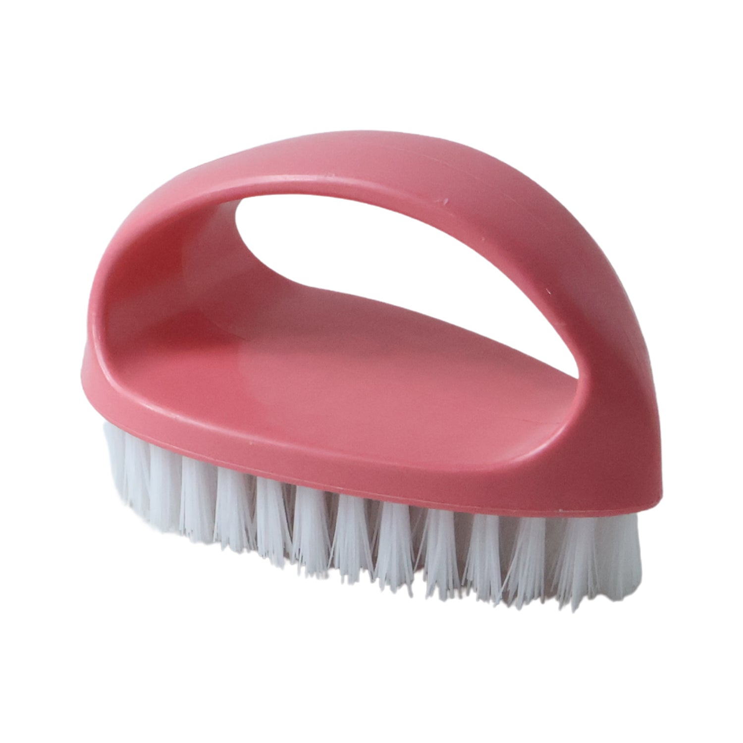 Pink laundry scrubbing brush for tough stains