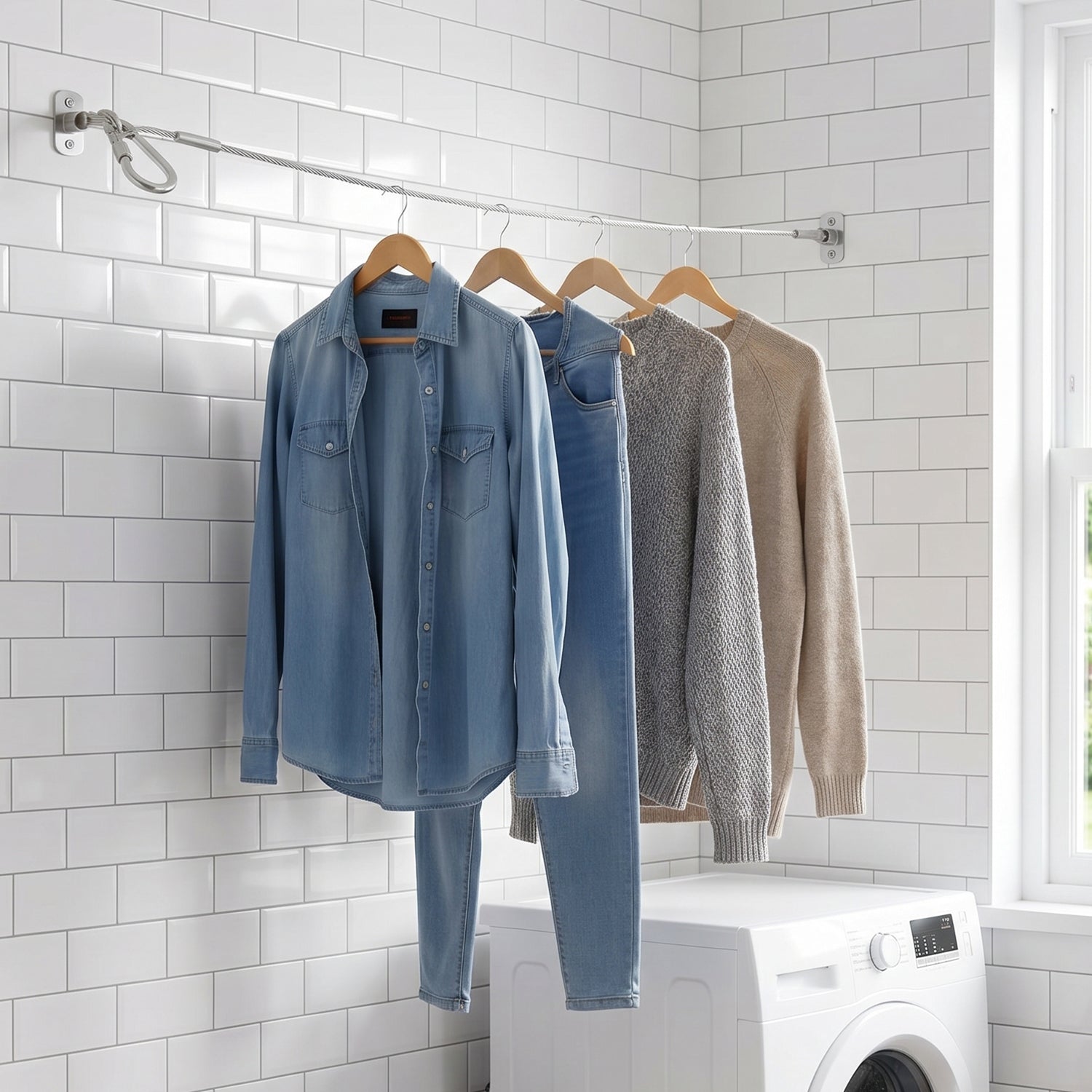 Steel clothesline white bg
