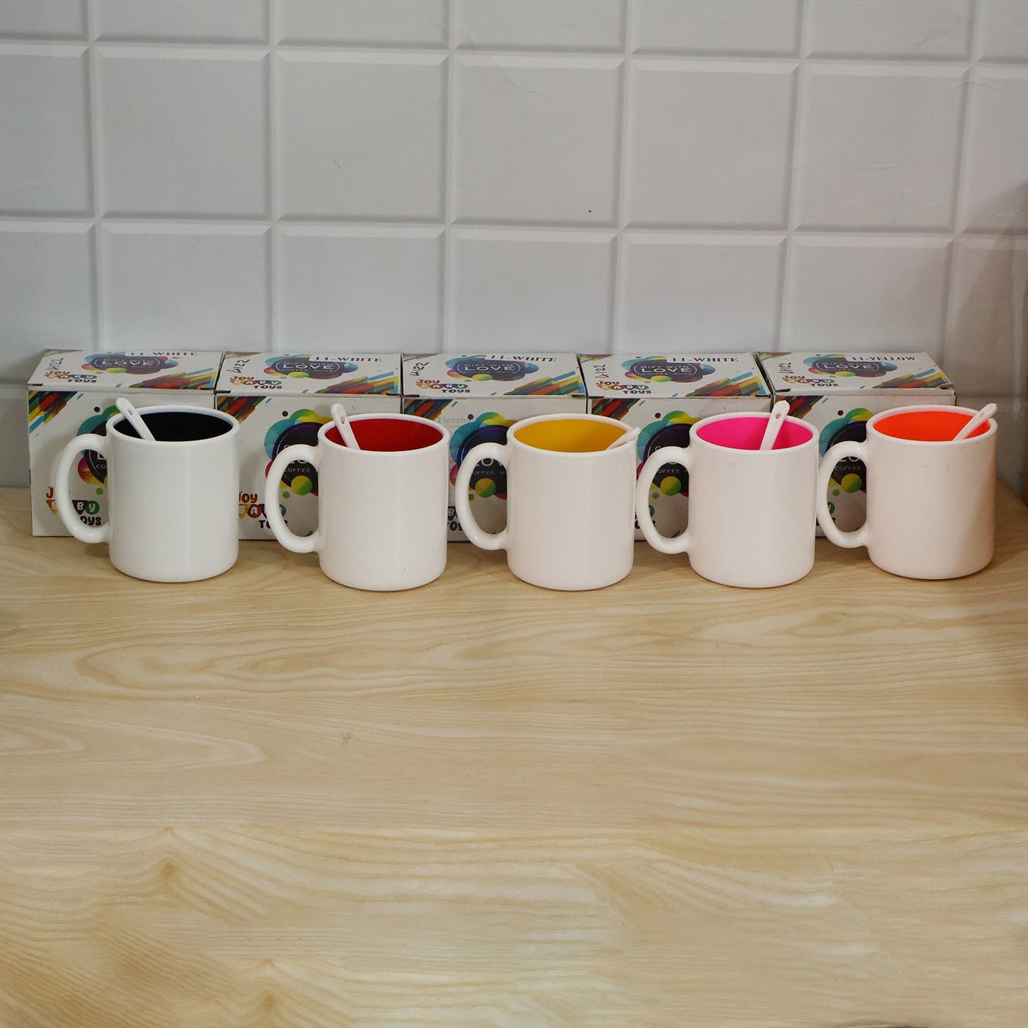 Coffee Mug with Spoon – Designer, Lead-Free Ceramic | Tidy Table