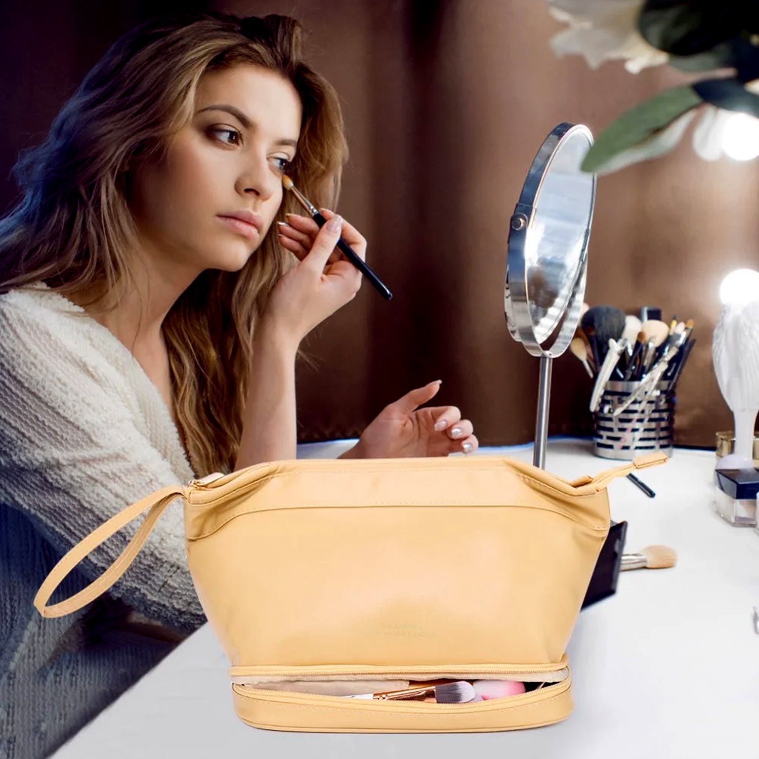 Makeup storage bag with large capacity for essentials