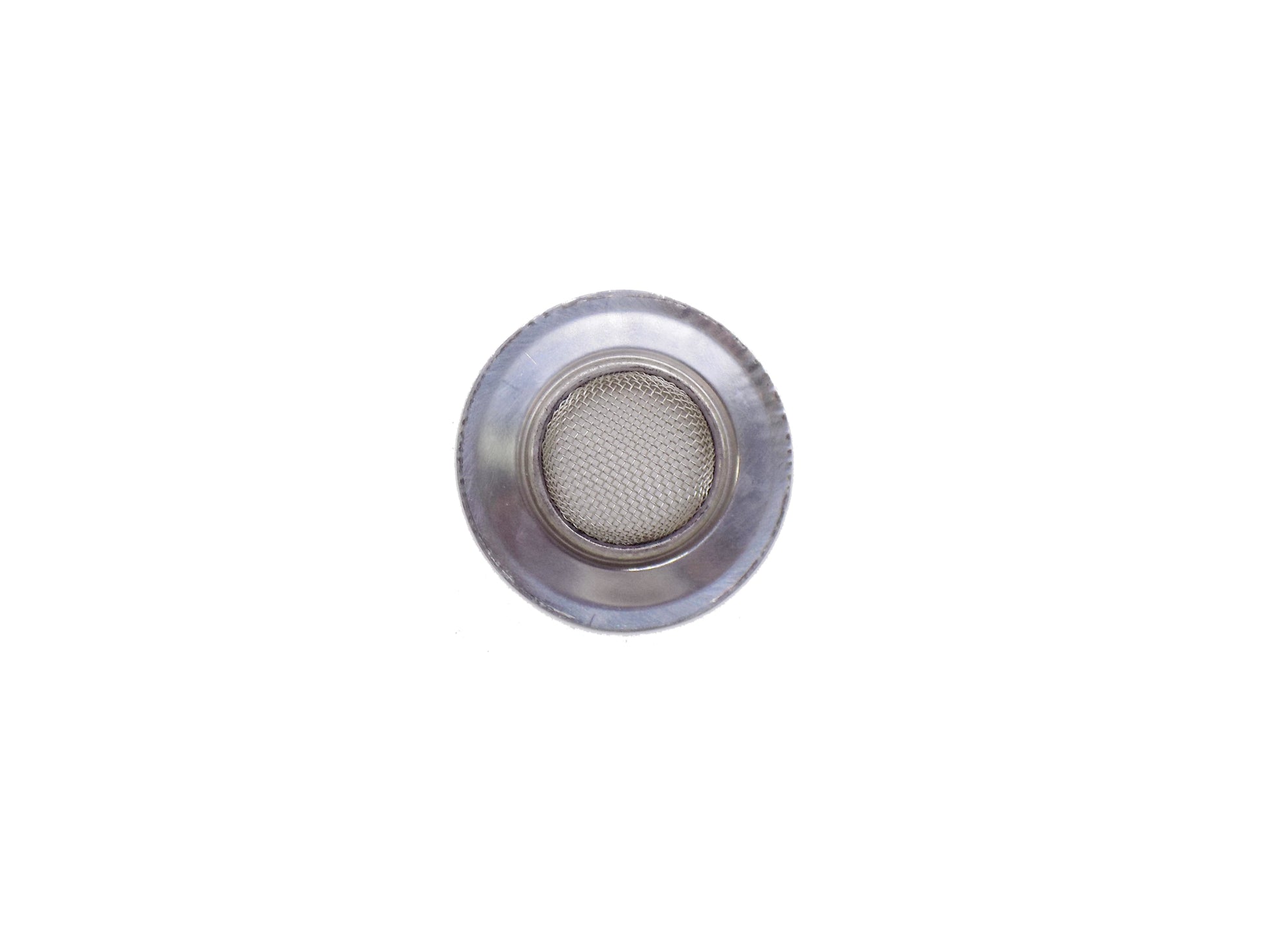 Clean and effective stainless steel sink strainer against a white background.