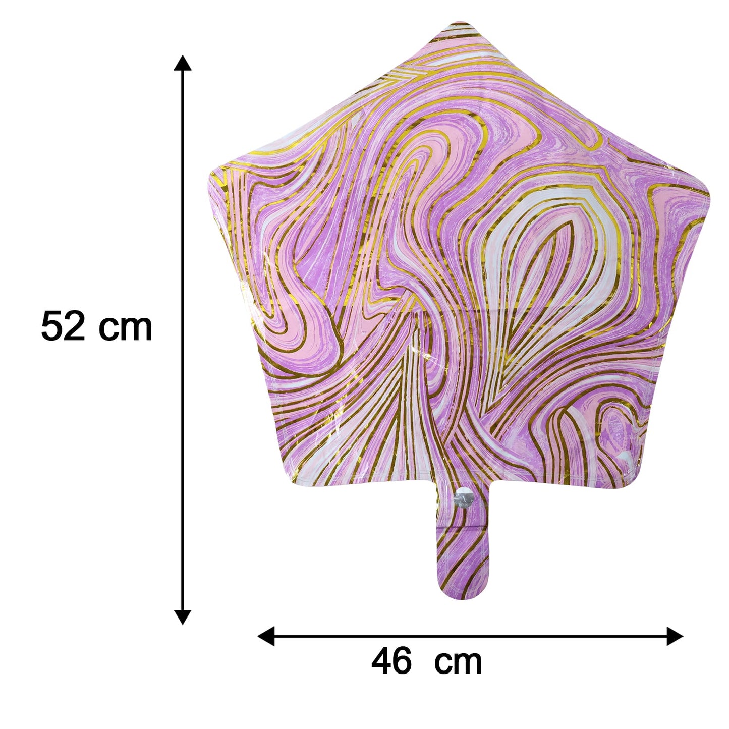 Multiple angle view of star marble foil balloon