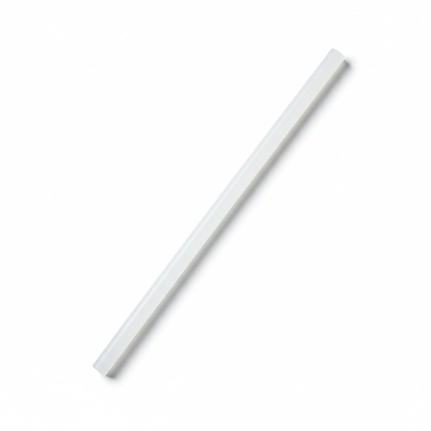 Close-up of hot melt glue stick showing clear, smooth adhesive quality