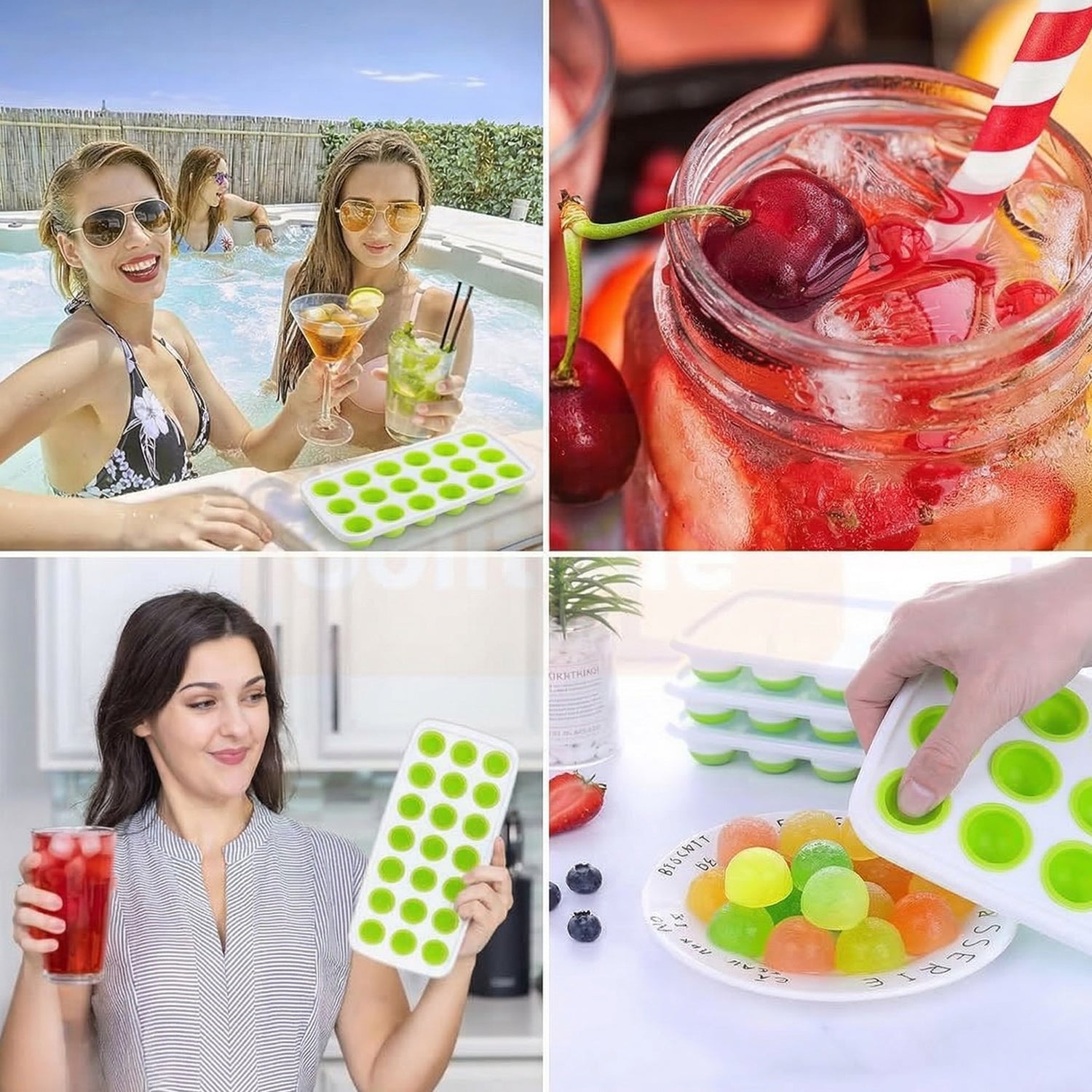 Hand holding the versatile plastic ice cube tray, ideal for kitchen and home use.