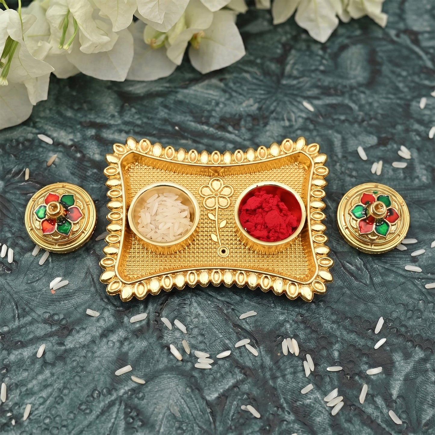 Meenakari floral kumkum holder