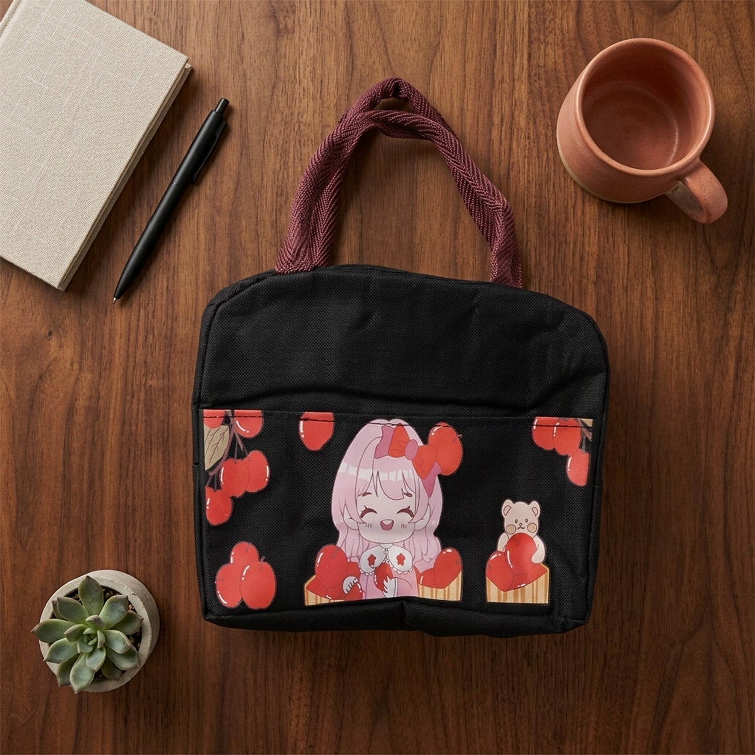 Lightweight cartoon print lunch carrier