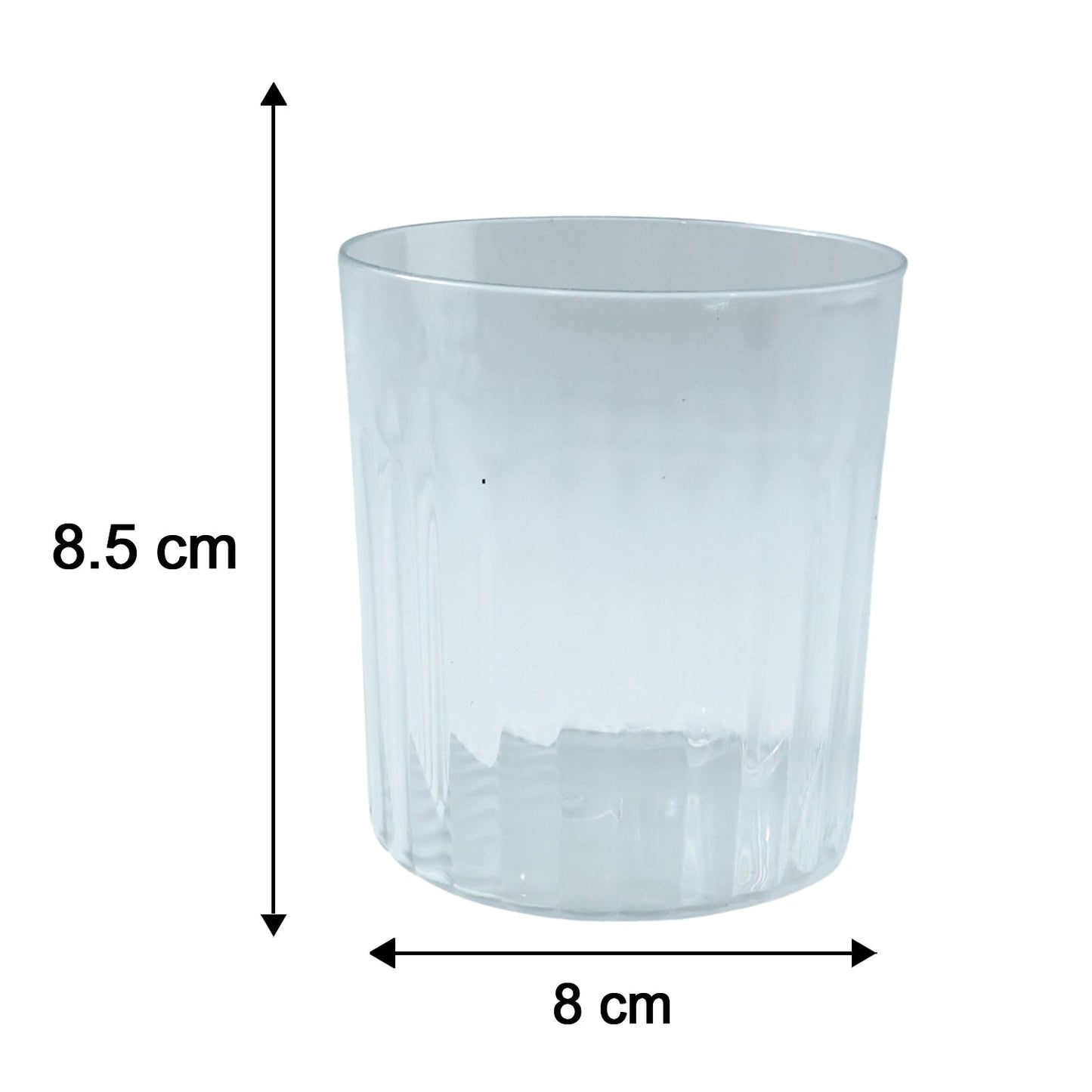 Modern glass drinkware set, conveniently stackable and suitable for hosting guests.