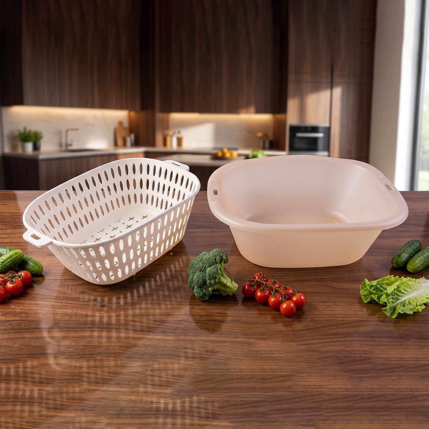 Use of colander for washing vegetables