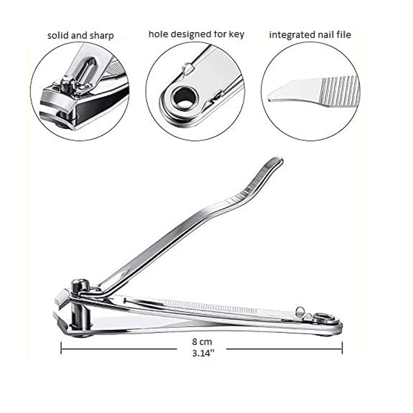 Size comparison of stainless steel nail cutter for easy portability