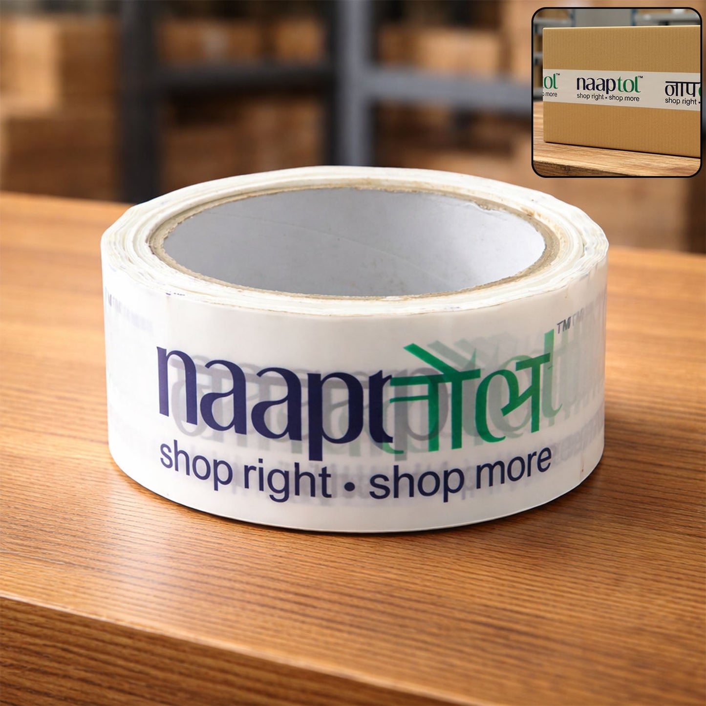 Printed Packaging Tape roll, ideal for secure e-commerce shipping.