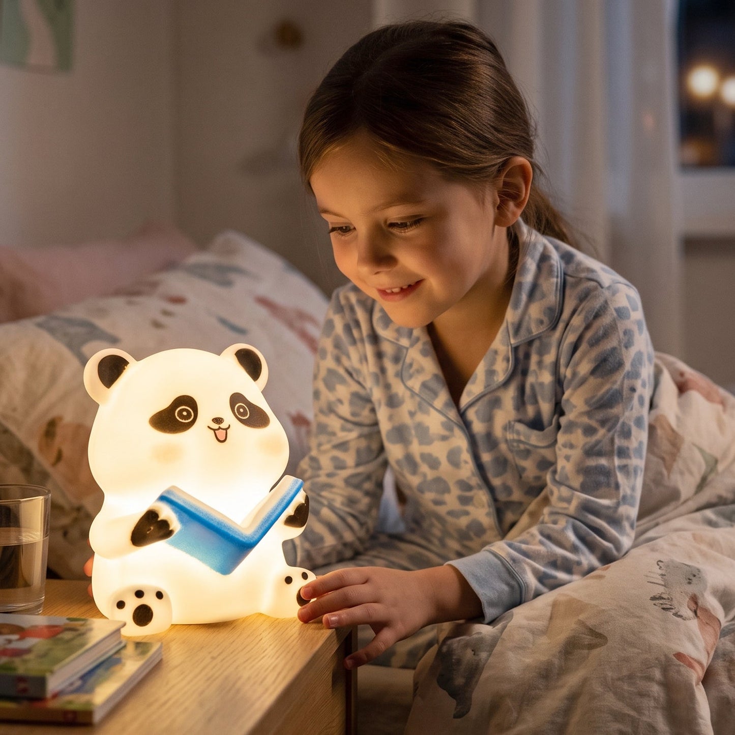 Portable panda LED night light for nursery and bedside