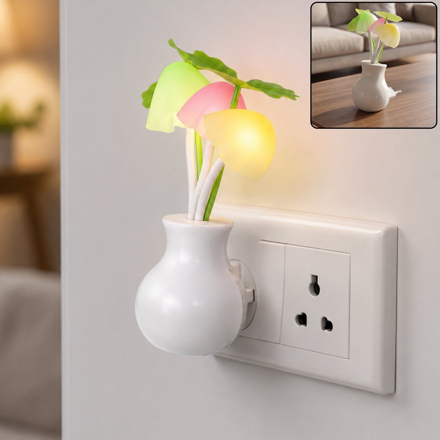 Mushroom Night Light – Auto Sensor Multicolor LED Lamp | Indo Glow