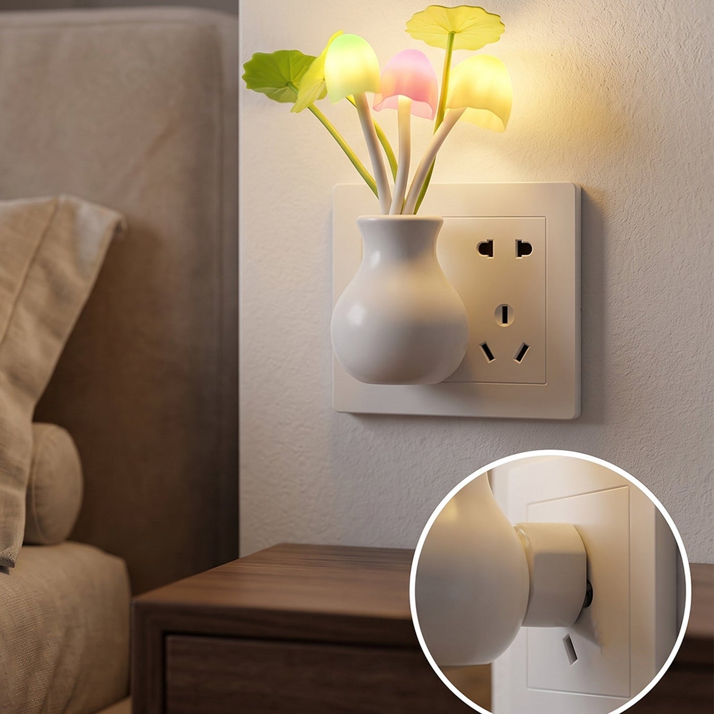 Mushroom Night Light – Auto Sensor Multicolor LED Lamp | Indo Glow