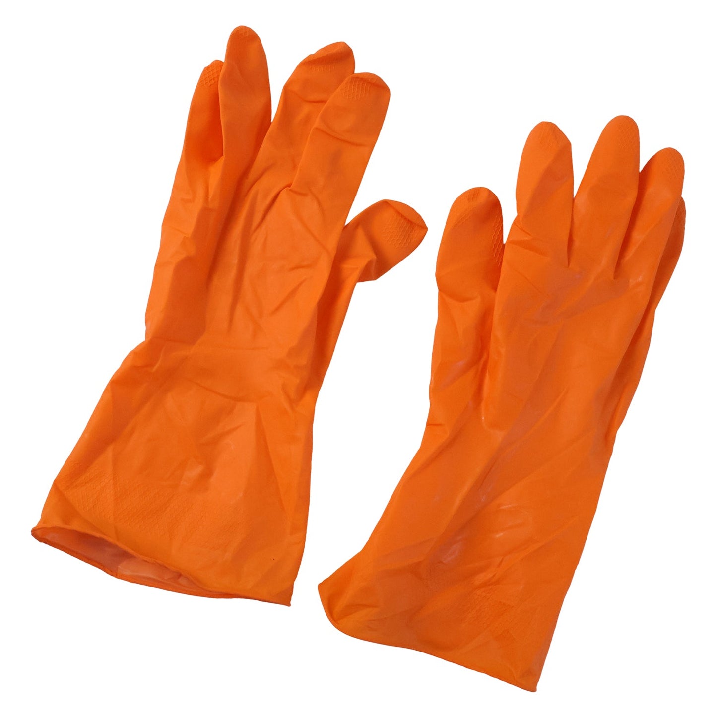Reusable large orange waterproof cleaning gloves