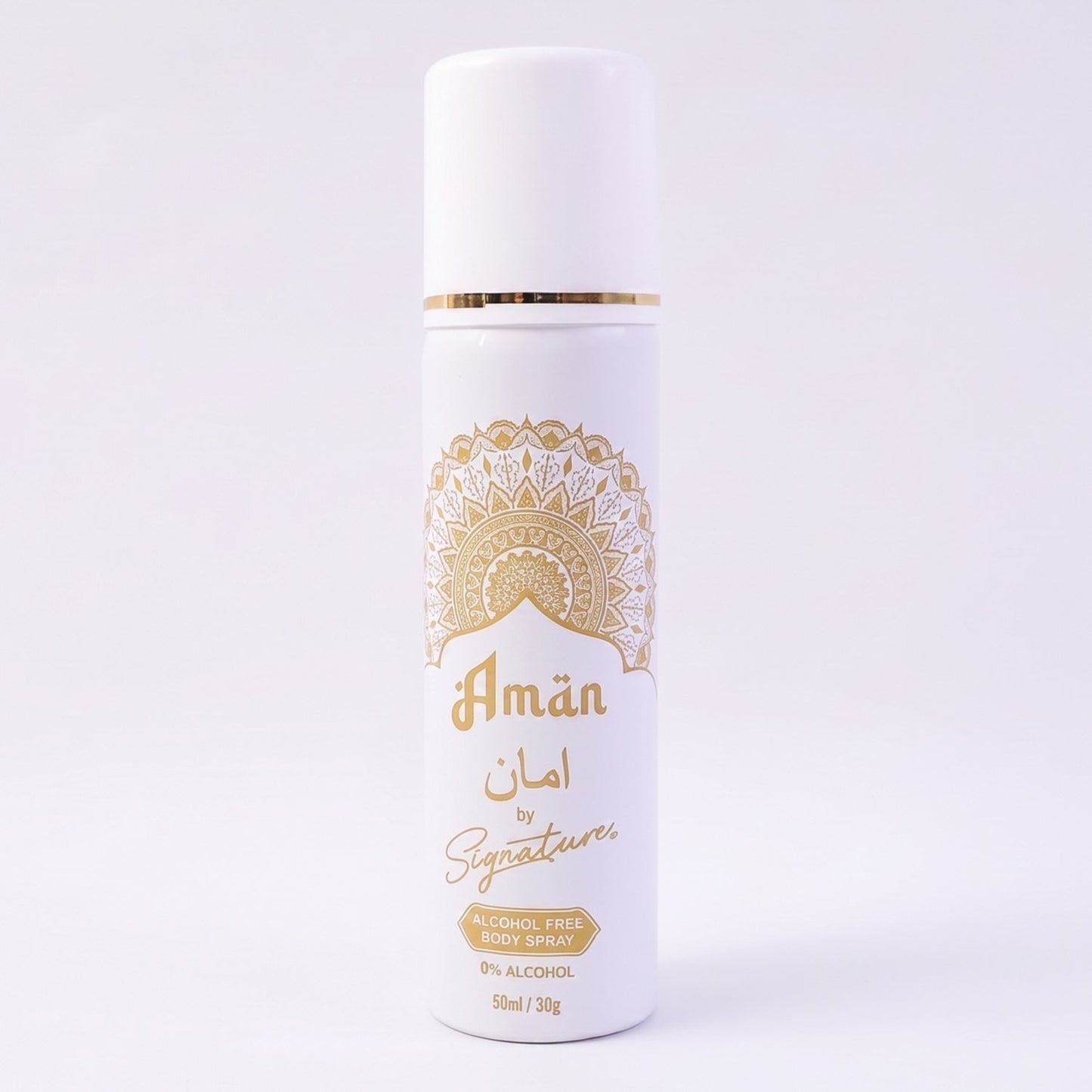 Premium halal men's Signature Aman fragrance spray in compact bottle